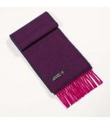 100% Merino Cashmere Scarf - Pink &  Navy Herringbone. Product thumbnail image